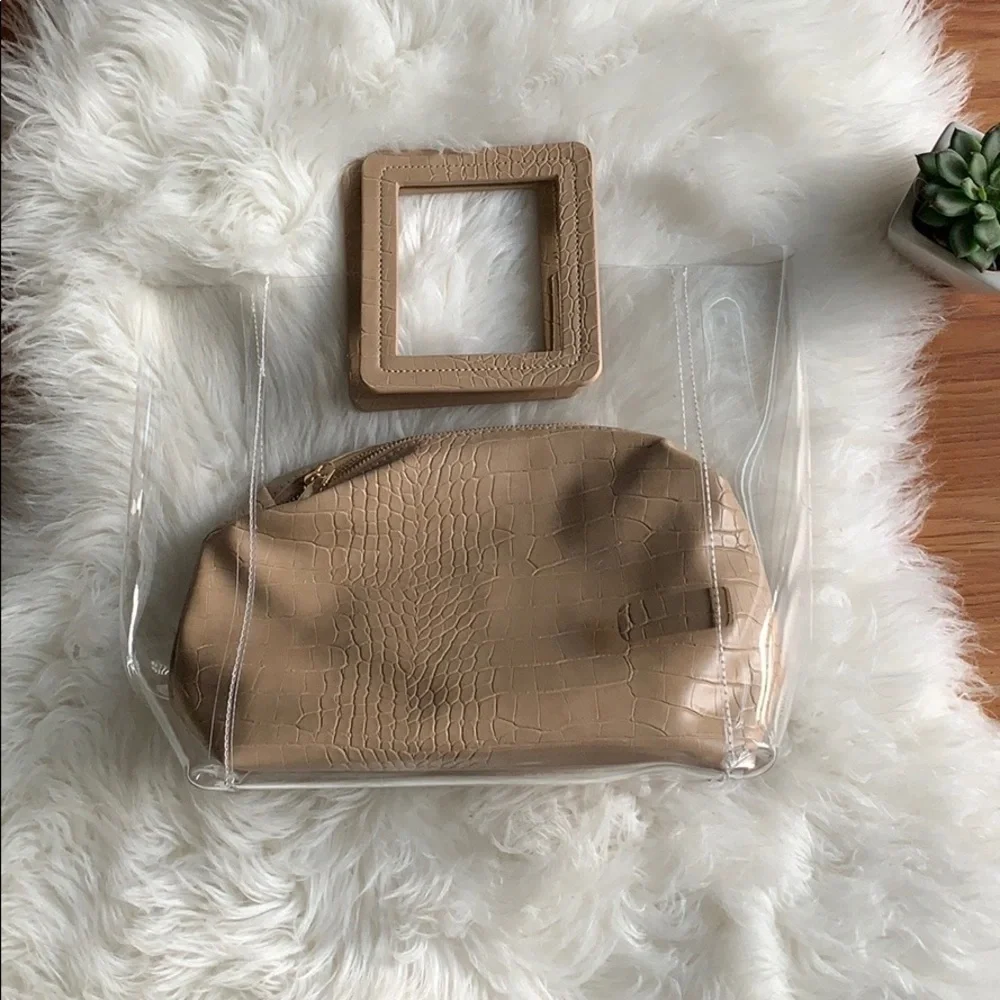 Transparent Tote Bag with Tan Pouch - Picture 1 of 9